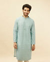 Aqua Blue Chikankari Embroidered Sequined Kurta Set